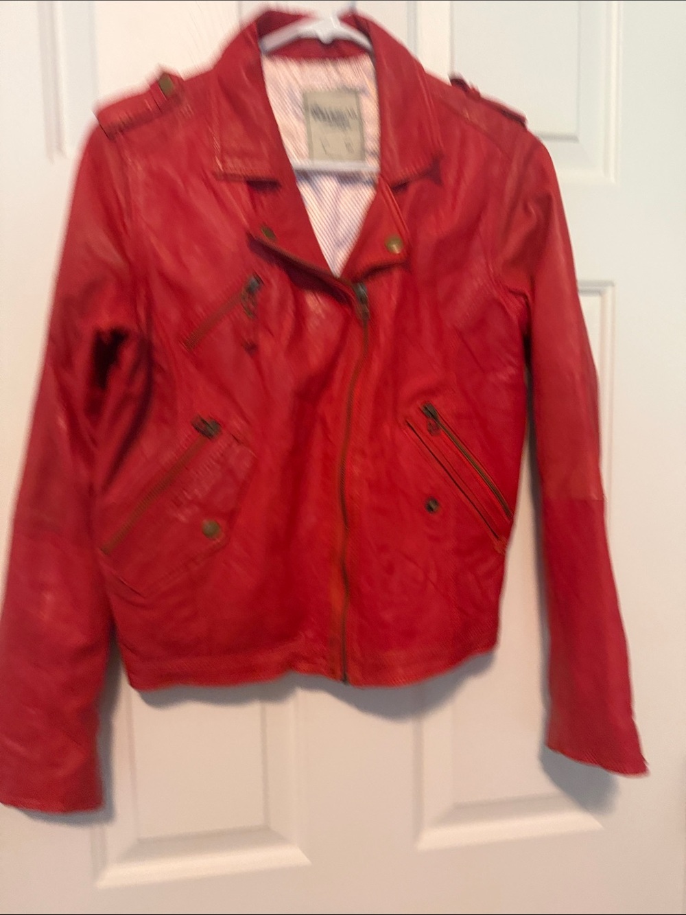 Pull & Bear red faux leather jacket